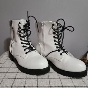 White Combat Boots